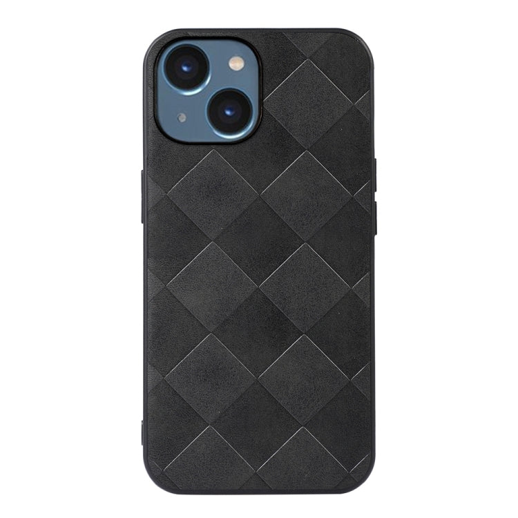 For iPhone 14 Plus Weave Plaid PU Phone Case