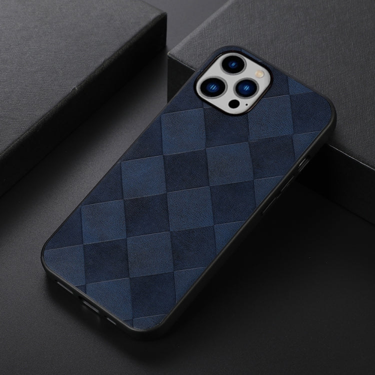 For iPhone 14 Plus Weave Plaid PU Phone Case