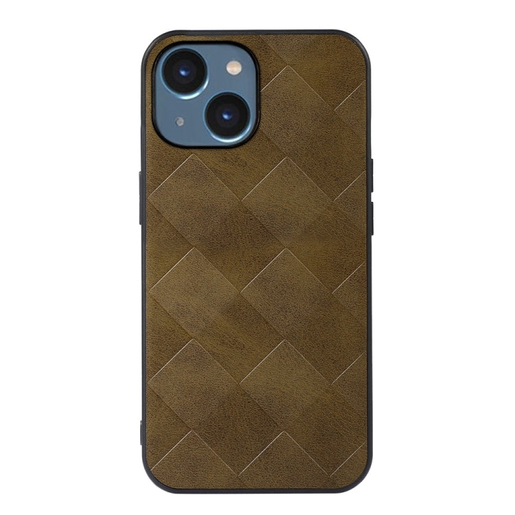 For iPhone 14 Plus Weave Plaid PU Phone Case