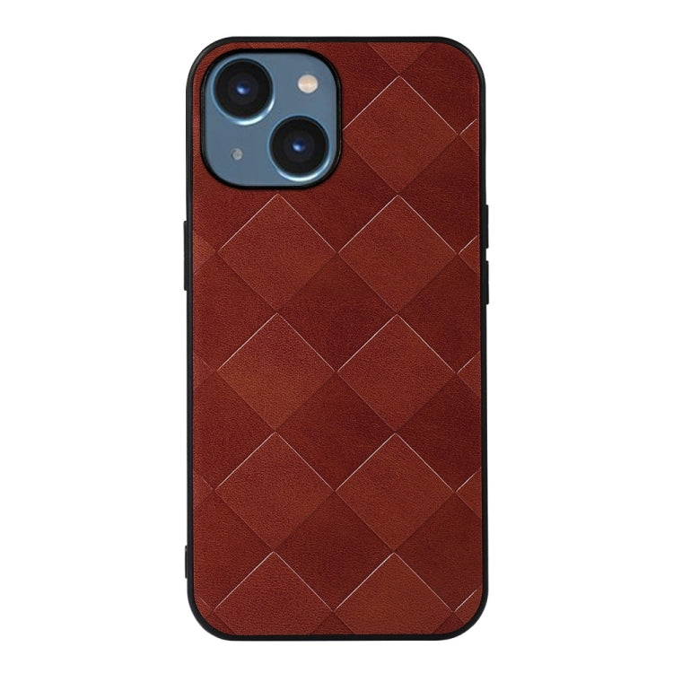 For iPhone 14 Plus Weave Plaid PU Phone Case