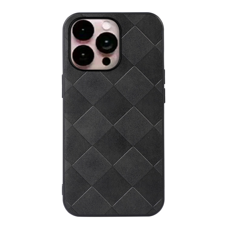 For iPhone 14 Pro Max Weave Plaid PU Phone Case