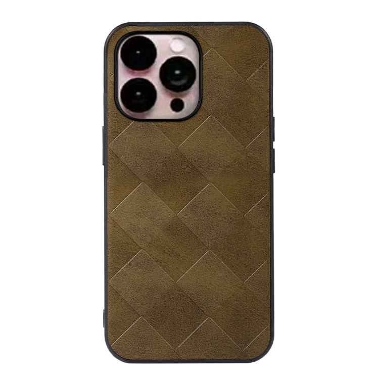 For iPhone 14 Pro Max Weave Plaid PU Phone Case