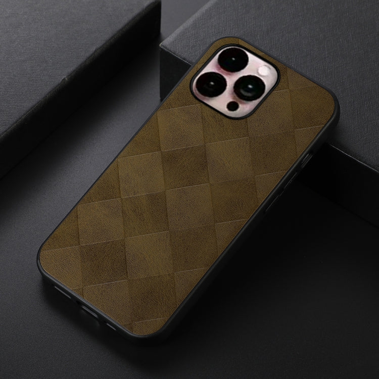 For iPhone 14 Pro Max Weave Plaid PU Phone Case
