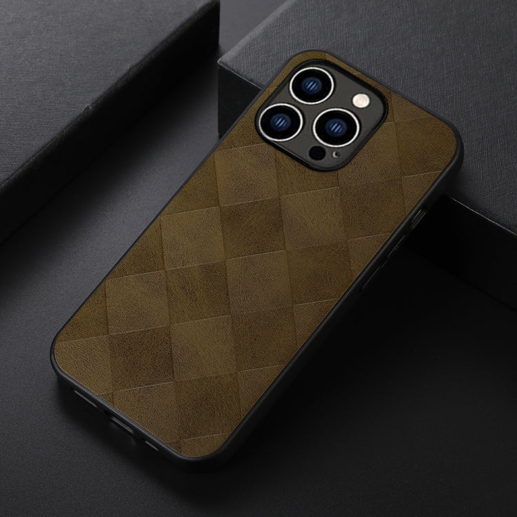 For iPhone 14 Pro Weave Plaid PU Phone Case