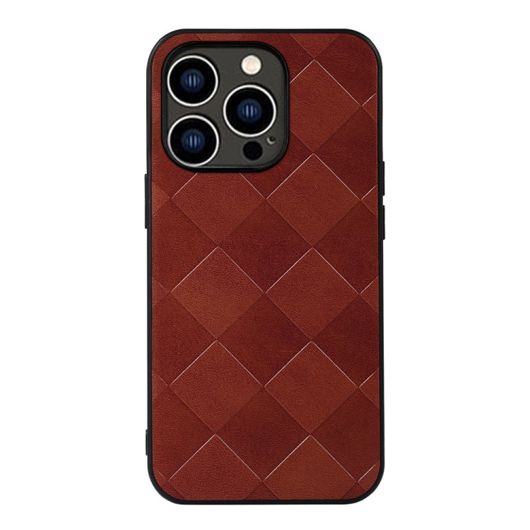 For iPhone 14 Pro Weave Plaid PU Phone Case
