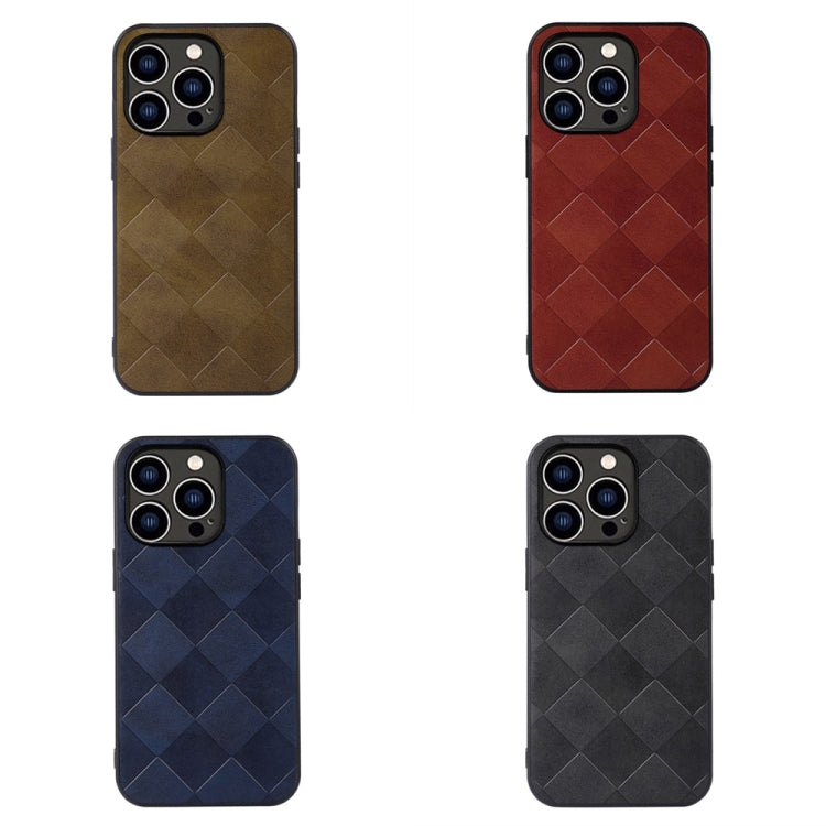 For iPhone 14 Pro Weave Plaid PU Phone Case