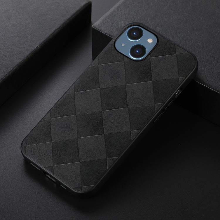 For iPhone 14 Weave Plaid PU Phone Case