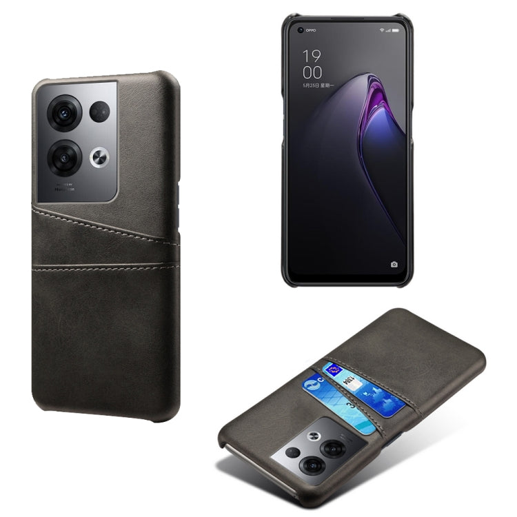 For OPPO Reno8 Pro+ Dual Card Slots Calf Texture PC + PU Phone Case