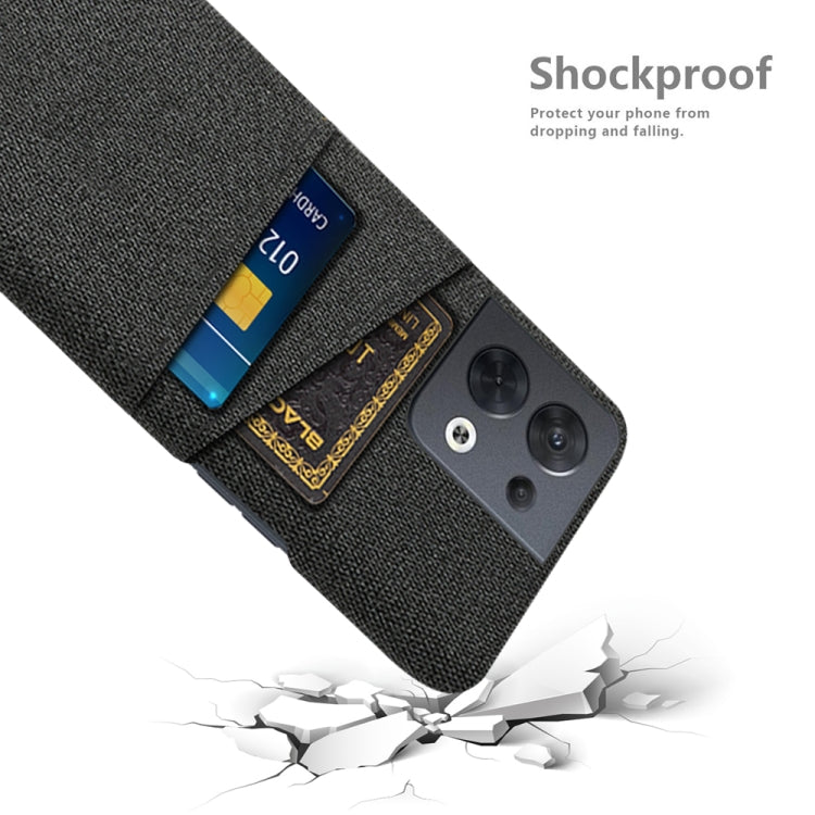 For OPPO Reno8 Cloth Texture Card Slot PC+Nylon Phone Case
