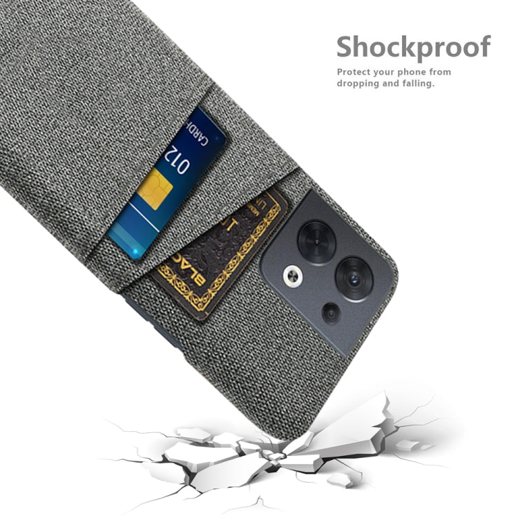 For OPPO Reno8 Cloth Texture Card Slot PC+Nylon Phone Case