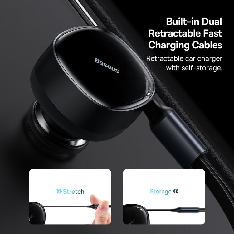 Baseus CCTX-CL Enjoyment Retractable 2 in 1 Car Charger Type-C + 8 Pin 30W(Black)