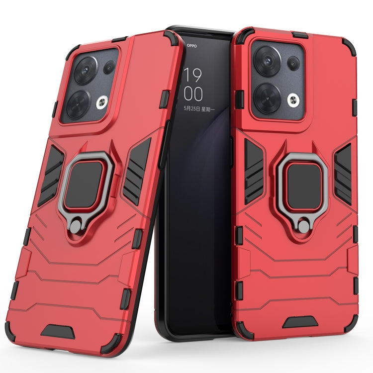 For OPPO Reno8 Shockproof PC + TPU Protective Phone Case with Magnetic Ring Holder