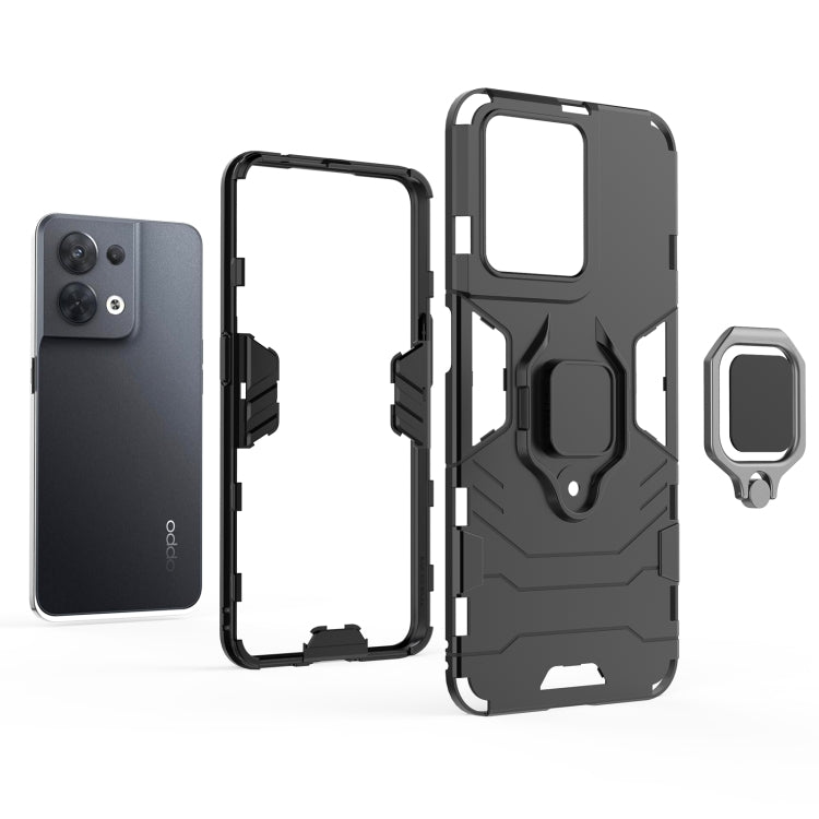 For OPPO Reno8 Shockproof PC + TPU Protective Phone Case with Magnetic Ring Holder