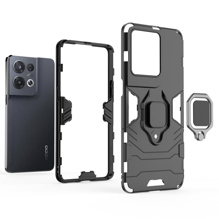 For OPPO Reno8 Pro Shockproof PC + TPU Protective Phone Case with Magnetic Ring Holder