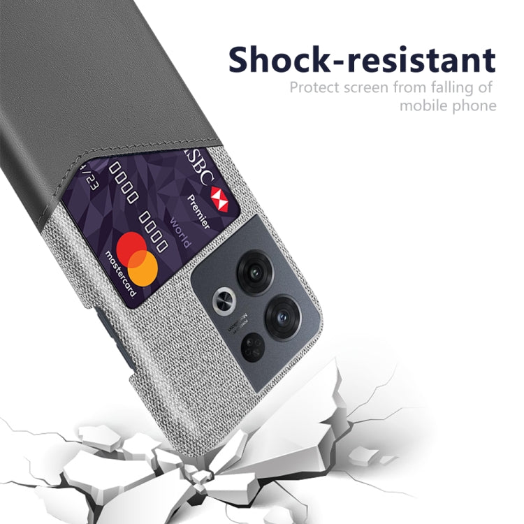 For OPPO Reno8 Pro Cloth Texture Card Slot PC + PU Phone Case