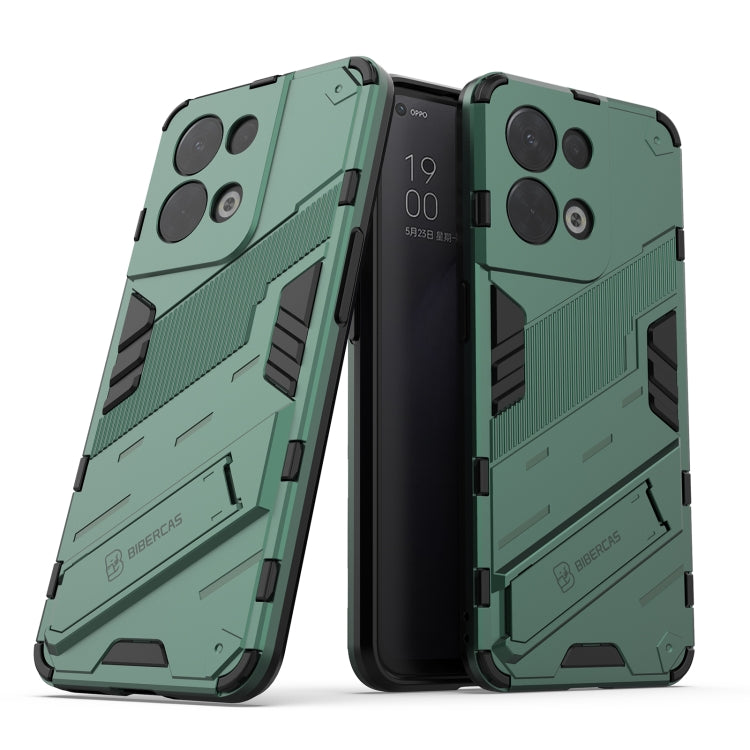For OPPO Reno8 Punk Armor 2 in 1 PC + TPU Shockproof Phone Case with Invisible Holder