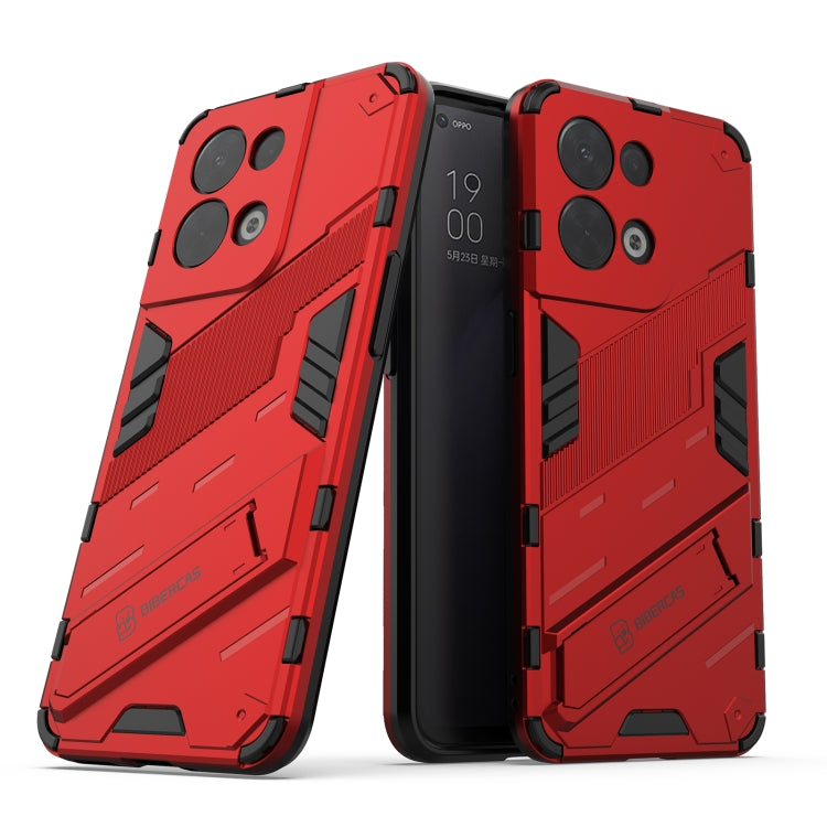 For OPPO Reno8 Punk Armor 2 in 1 PC + TPU Shockproof Phone Case with Invisible Holder