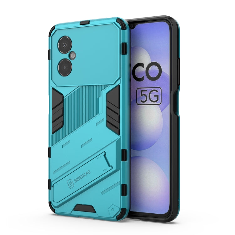 For Xiaomi Poco M4 5G Punk Armor 2 in 1 PC + TPU Shockproof Phone Case with Invisible Holder