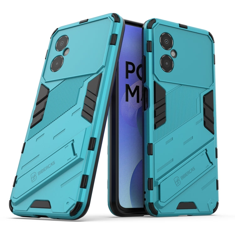 For Xiaomi Poco M4 5G Punk Armor 2 in 1 PC + TPU Shockproof Phone Case with Invisible Holder