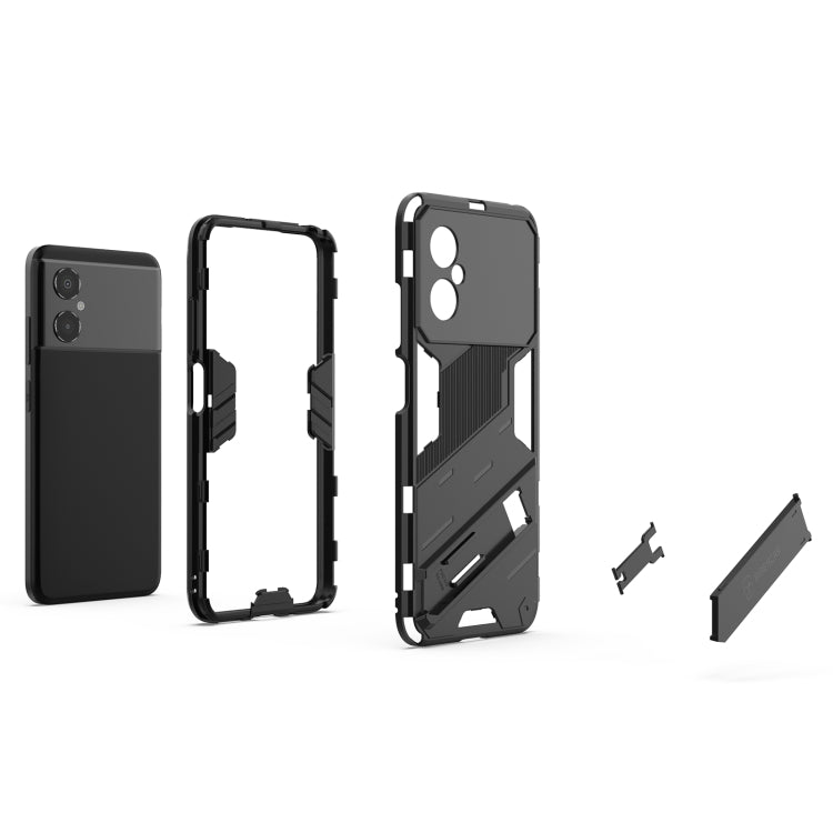 For Xiaomi Poco M4 5G Punk Armor 2 in 1 PC + TPU Shockproof Phone Case with Invisible Holder