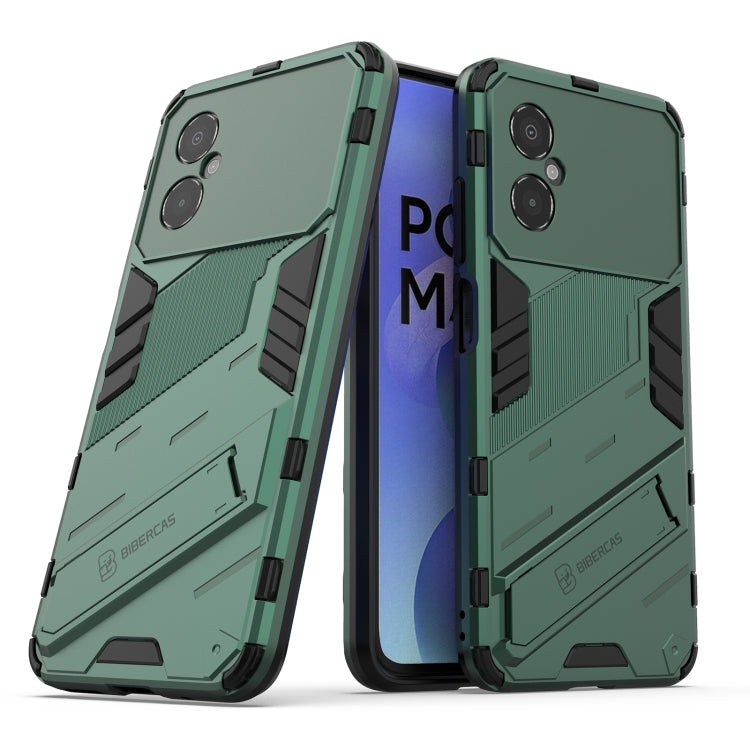 For Xiaomi Poco M4 5G Punk Armor 2 in 1 PC + TPU Shockproof Phone Case with Invisible Holder