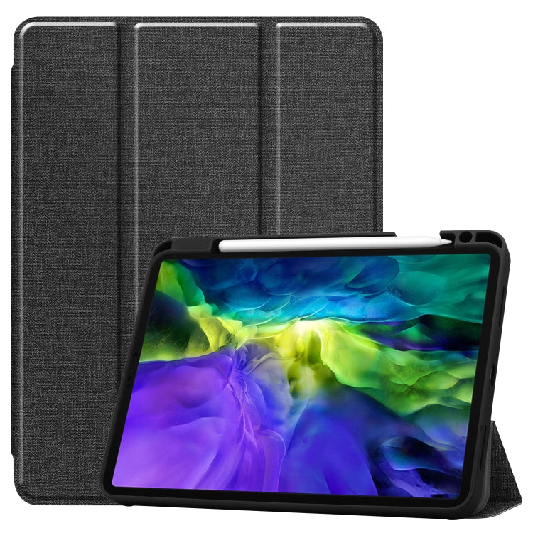 For iPad Pro 11 inch 2020 Fabric Denim TPU Smart Tablet Leather Tablet Case with Sleep Function & Tri-Fold Bracket & Pen Slot