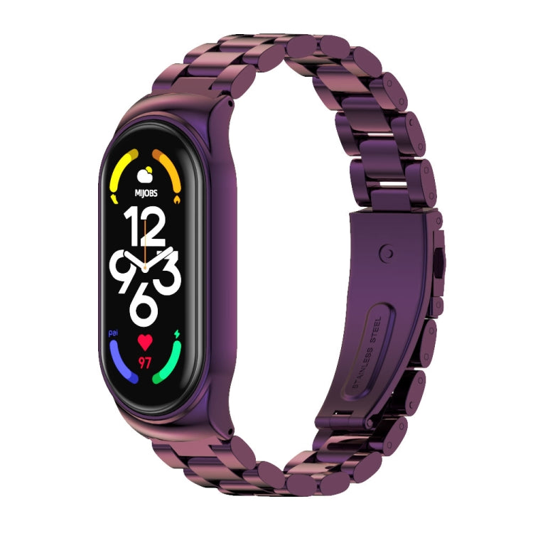 For Xiaomi Mi Band 7 / 7 NFC MIJOBS CS Three-Bead Metal Stainless Steel Watch Band