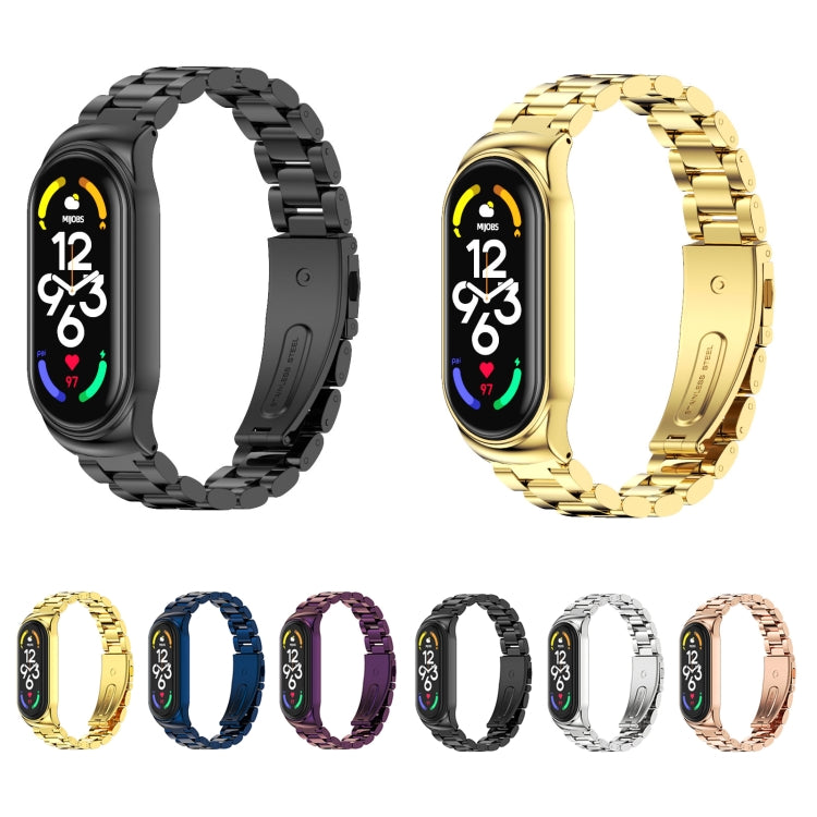For Xiaomi Mi Band 7 / 7 NFC MIJOBS CS Three-Bead Metal Stainless Steel Watch Band