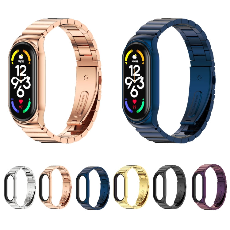 For Xiaomi Mi Band 7 / 7 NFC MIJOBS CS Bamboo Joint Metal Stainless Steel Watch Band