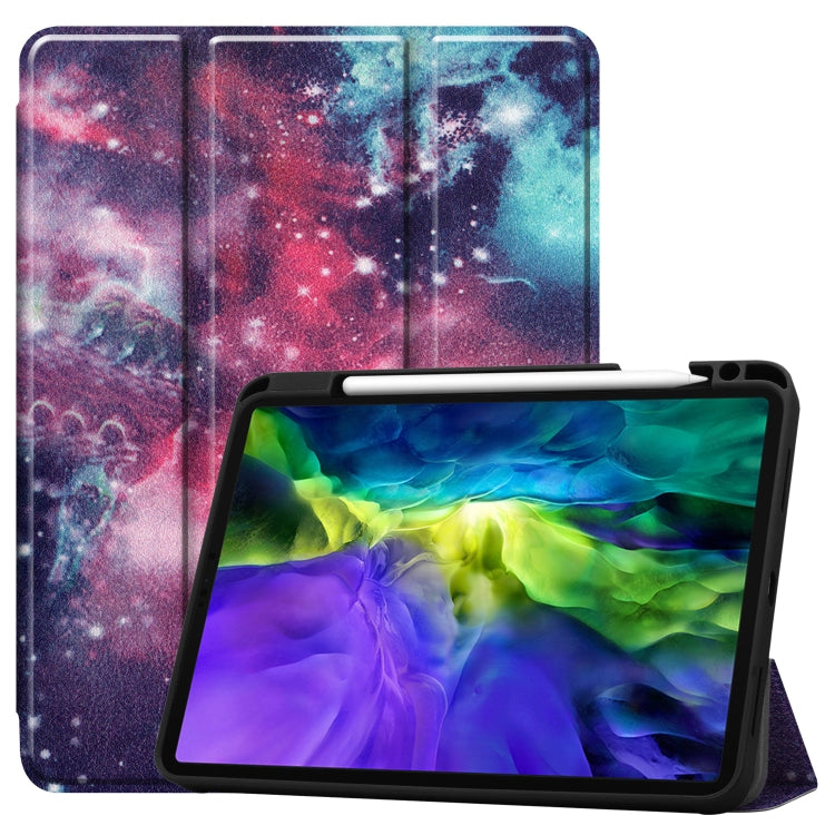 For iPad Pro 11 inch 2020 Painted TPU Smart Tablet Holster With Sleep Function & Tri-Fold Bracket & Pen Slot