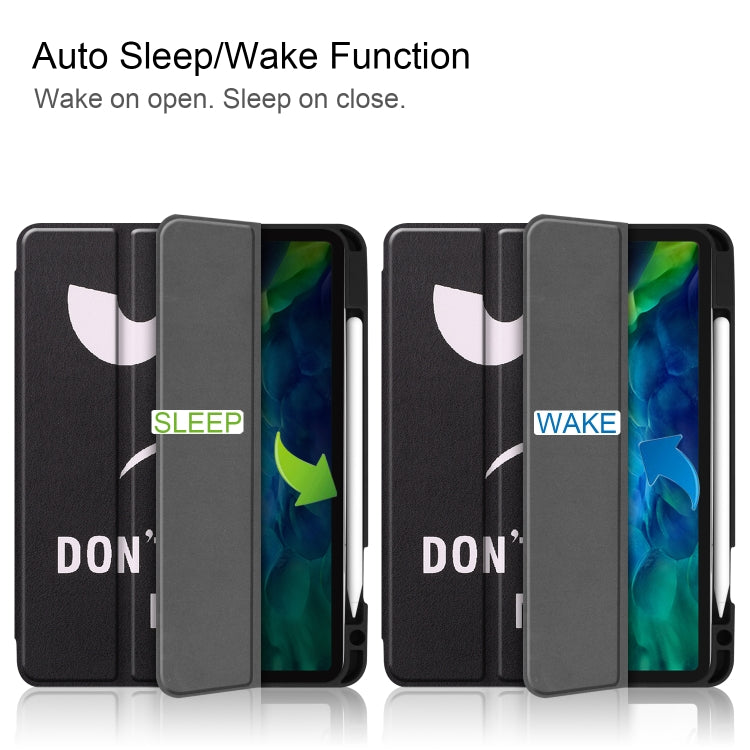 For iPad Pro 11 inch 2020 Painted TPU Smart Tablet Holster With Sleep Function & Tri-Fold Bracket & Pen Slot