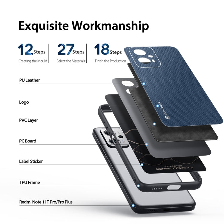 For Xiaomi Redmi Note 11T Pro / Note 11T Pro+ DUX DUCIS Fino Series PU + TPU Phone Case