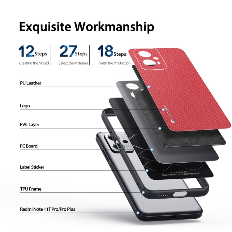 For Xiaomi Redmi Note 11T Pro / Note 11T Pro+ DUX DUCIS Fino Series PU + TPU Phone Case