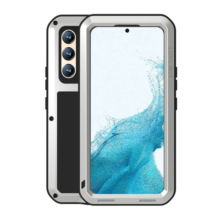 For Samsung Galaxy S22+ LOVE MEI Metal Shockproof Waterproof Dustproof Protective Phone Case with Glass