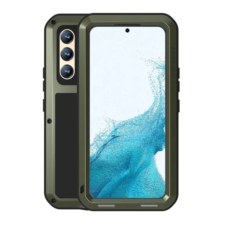 For Samsung Galaxy S22+ LOVE MEI Metal Shockproof Waterproof Dustproof Protective Phone Case with Glass