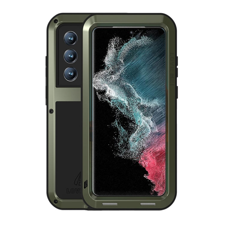 For Samsung Galaxy S22 Ultra 5G LOVE MEI Metal Shockproof Waterproof Dustproof Protective Phone Case