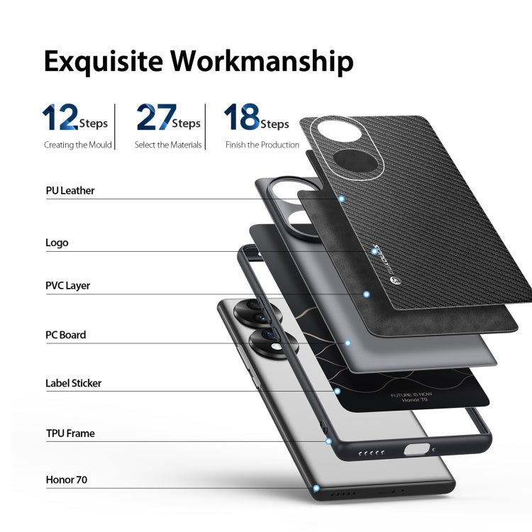 For Honor 70 DUX DUCIS Fino Series PU + TPU Phone Case(Black)