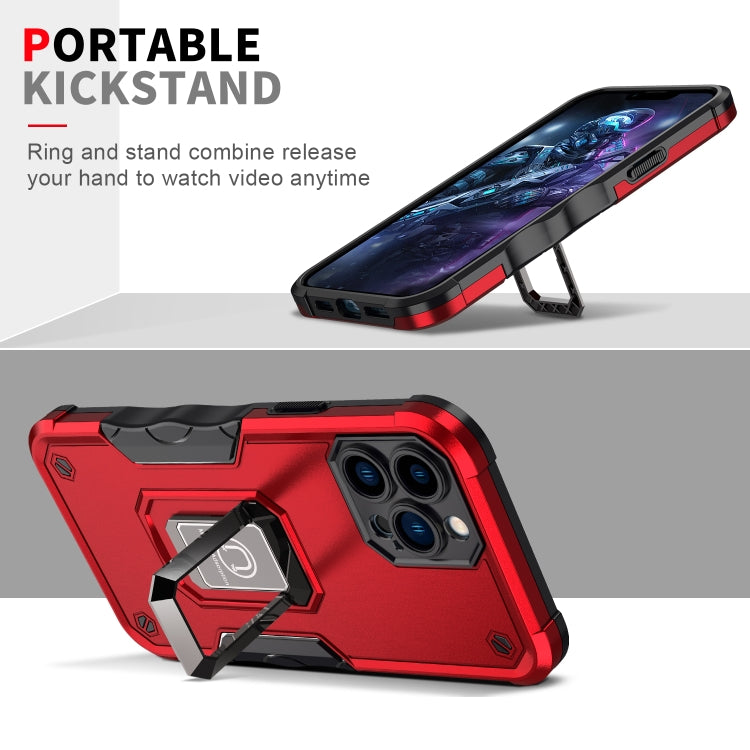 For iPhone 14 Pro Ring Holder Non-slip Shockproof Armor Phone Case