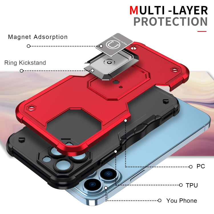 For iPhone 14 Pro Ring Holder Non-slip Shockproof Armor Phone Case