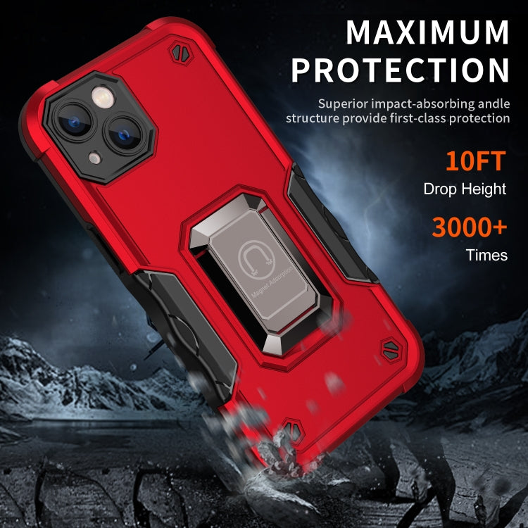 For iPhone 14 Plus Ring Holder Non-slip Shockproof Armor Phone Case