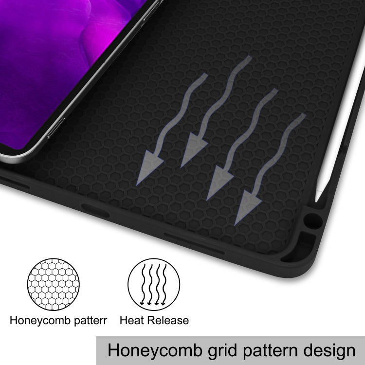 For iPad Pro 12.9 inch 2020 Fabric Denim TPU Smart Tablet Leather Tablet Case with Sleep Function & Tri-Fold Bracket & Pen Slot