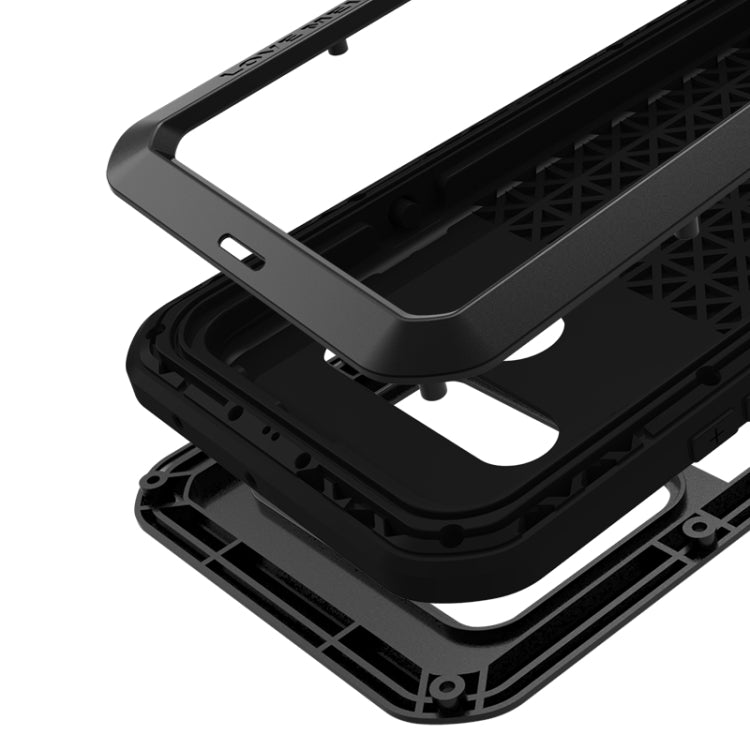 For LG G8 ThinQ LOVE MEI Metal Shockproof Waterproof Dustproof Protective Case with Glass