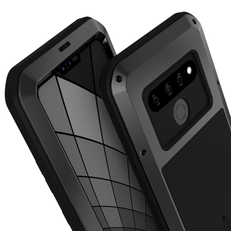 For LG G8 ThinQ LOVE MEI Metal Shockproof Waterproof Dustproof Protective Case with Glass