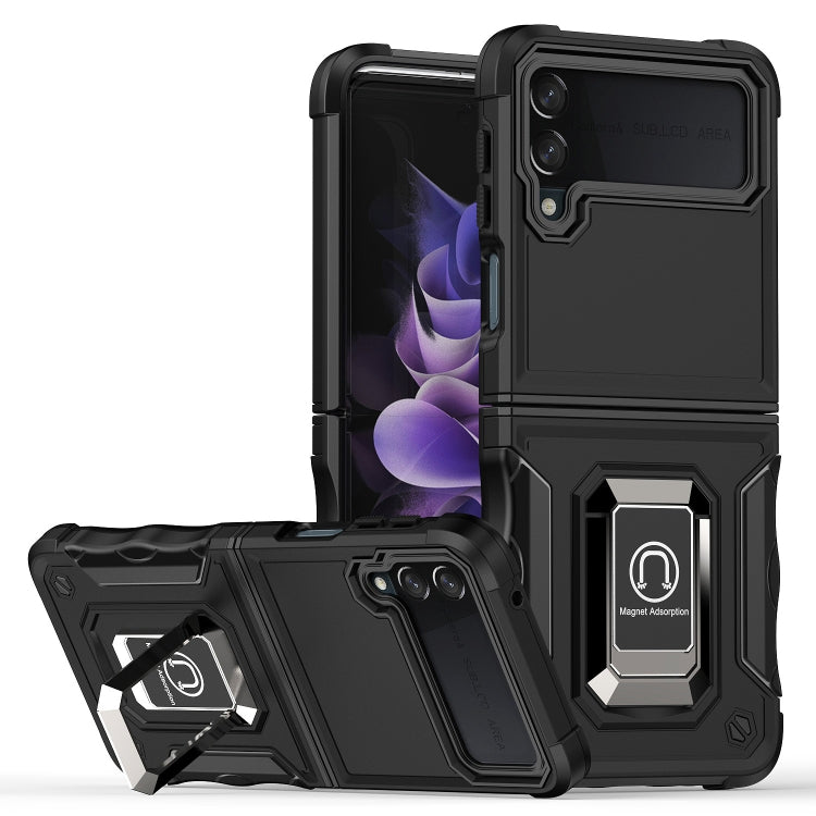 For Samsung Galaxy Z Flip4 Ring Holder Non-slip Shockproof Armor Phone Case