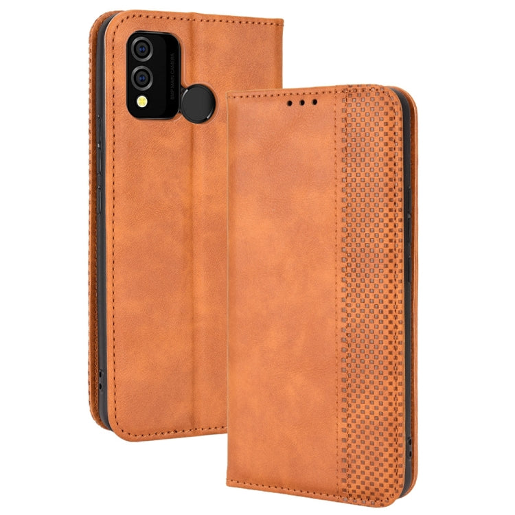 For BLU J9L Magnetic Buckle Retro Crazy Horse Leather Phone Case