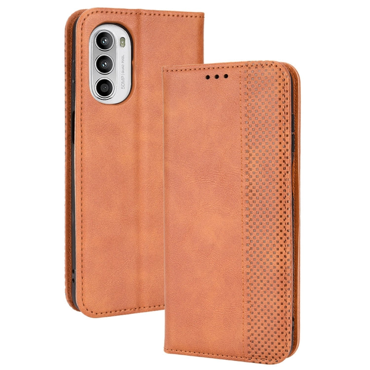 For Motorola Moto G71s/G82 5G/G52 4G Magnetic Buckle Retro Crazy Horse Leather Phone Case