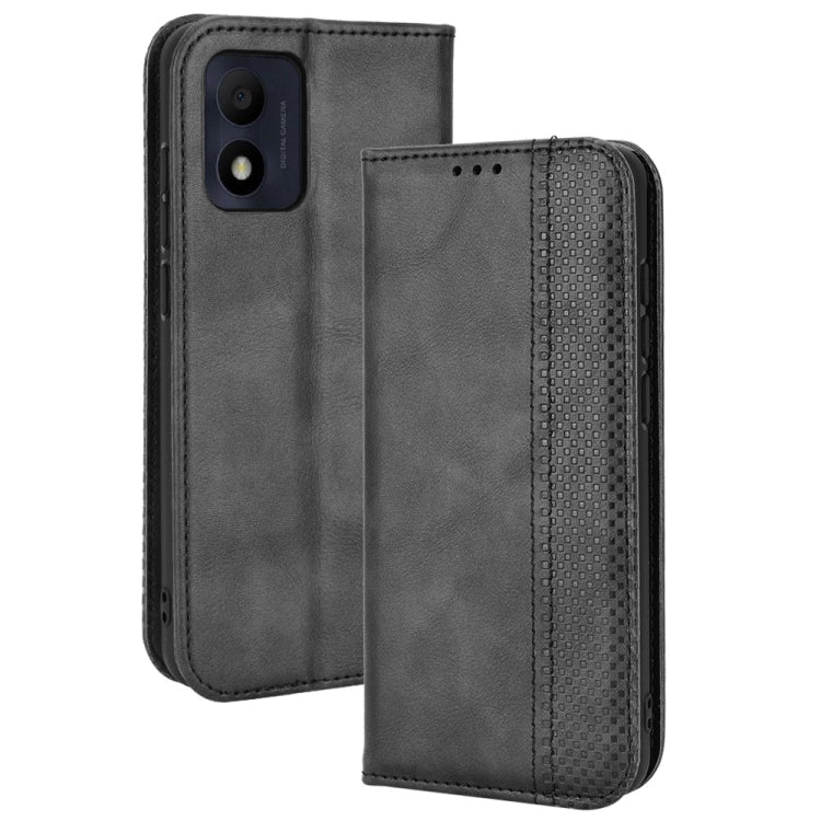 For TCL 303 / Alcatel 1B 2022 Magnetic Buckle Retro Crazy Horse Leather Phone Case