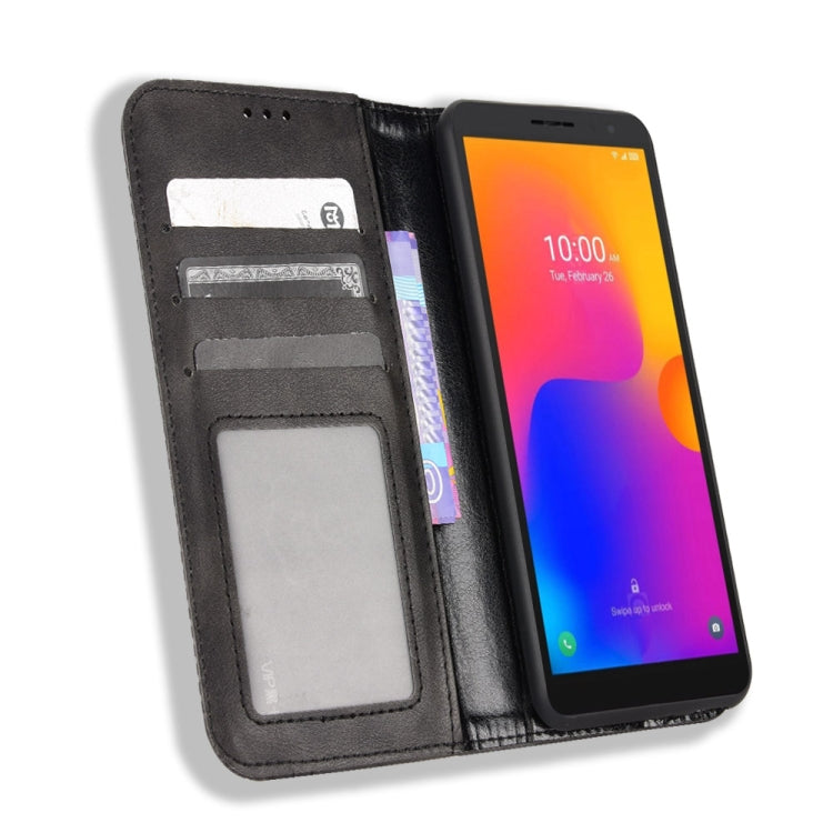 For TCL 303 / Alcatel 1B 2022 Magnetic Buckle Retro Crazy Horse Leather Phone Case