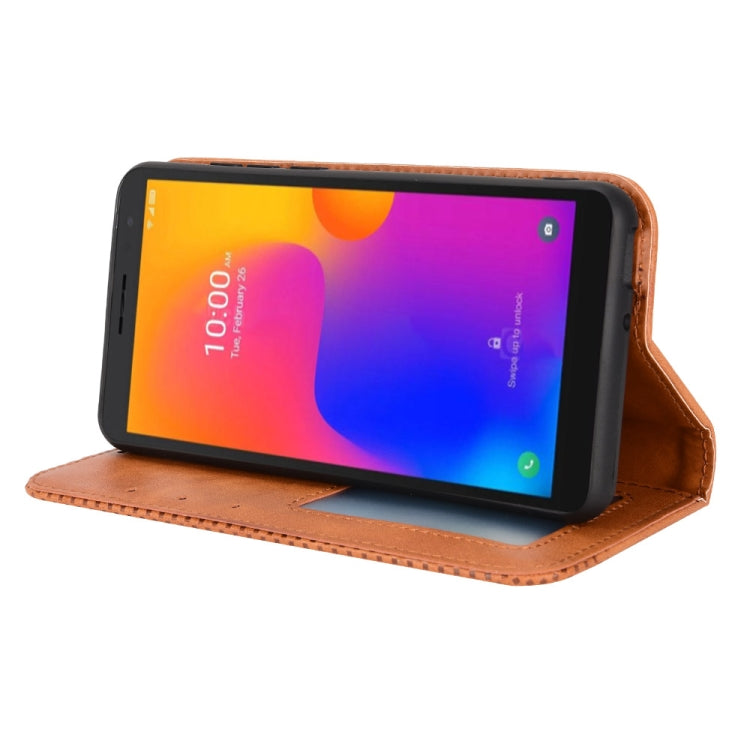 For TCL 303 / Alcatel 1B 2022 Magnetic Buckle Retro Crazy Horse Leather Phone Case