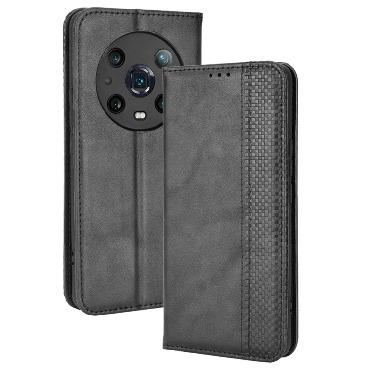 For Honor Magic4 Pro Magnetic Buckle Retro Crazy Horse Leather Phone Case